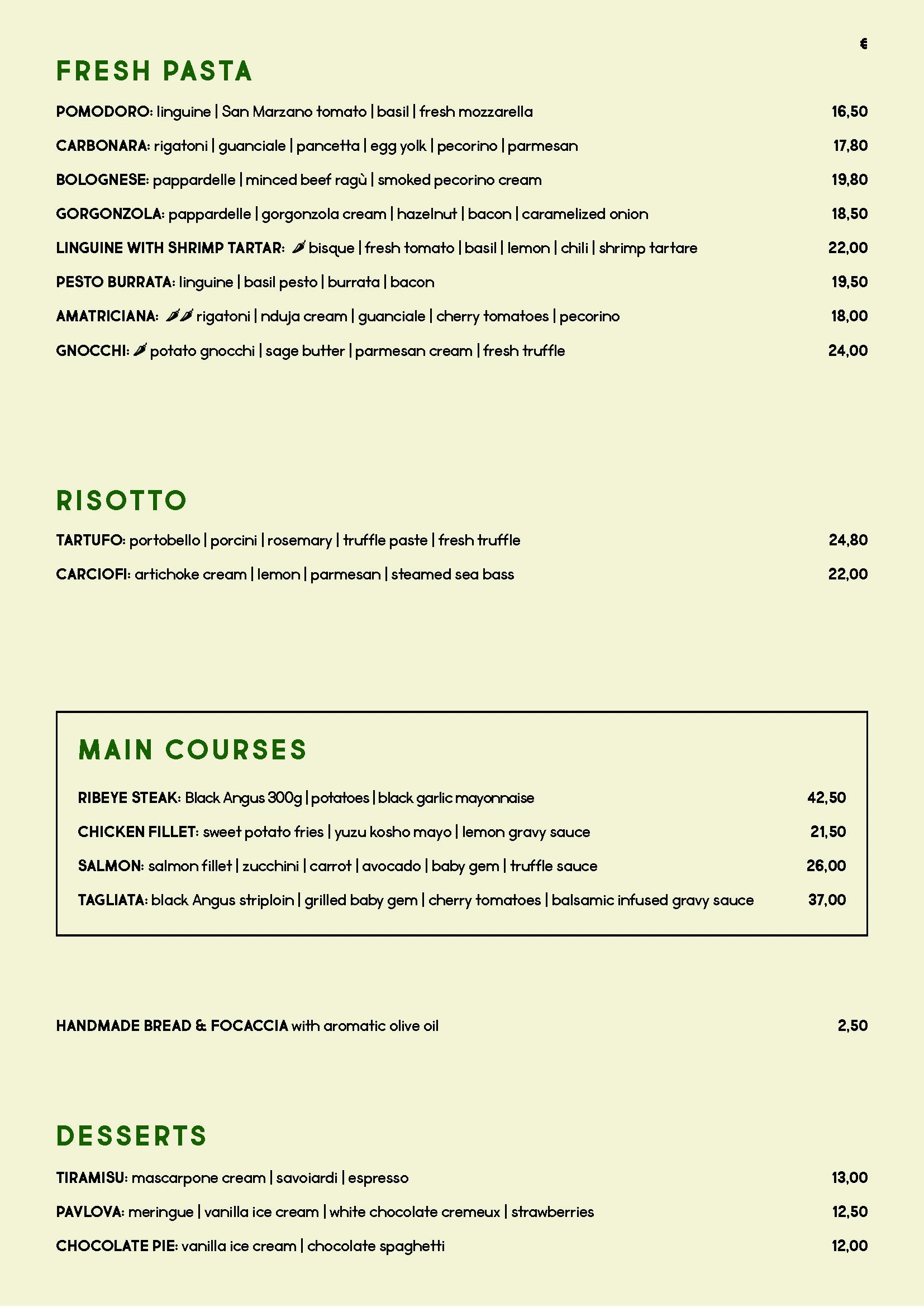Food menu — page 3
