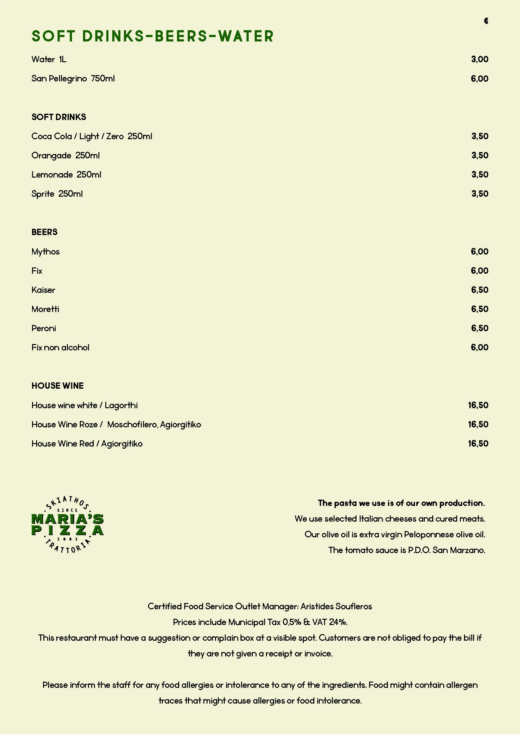 Food menu — page 4